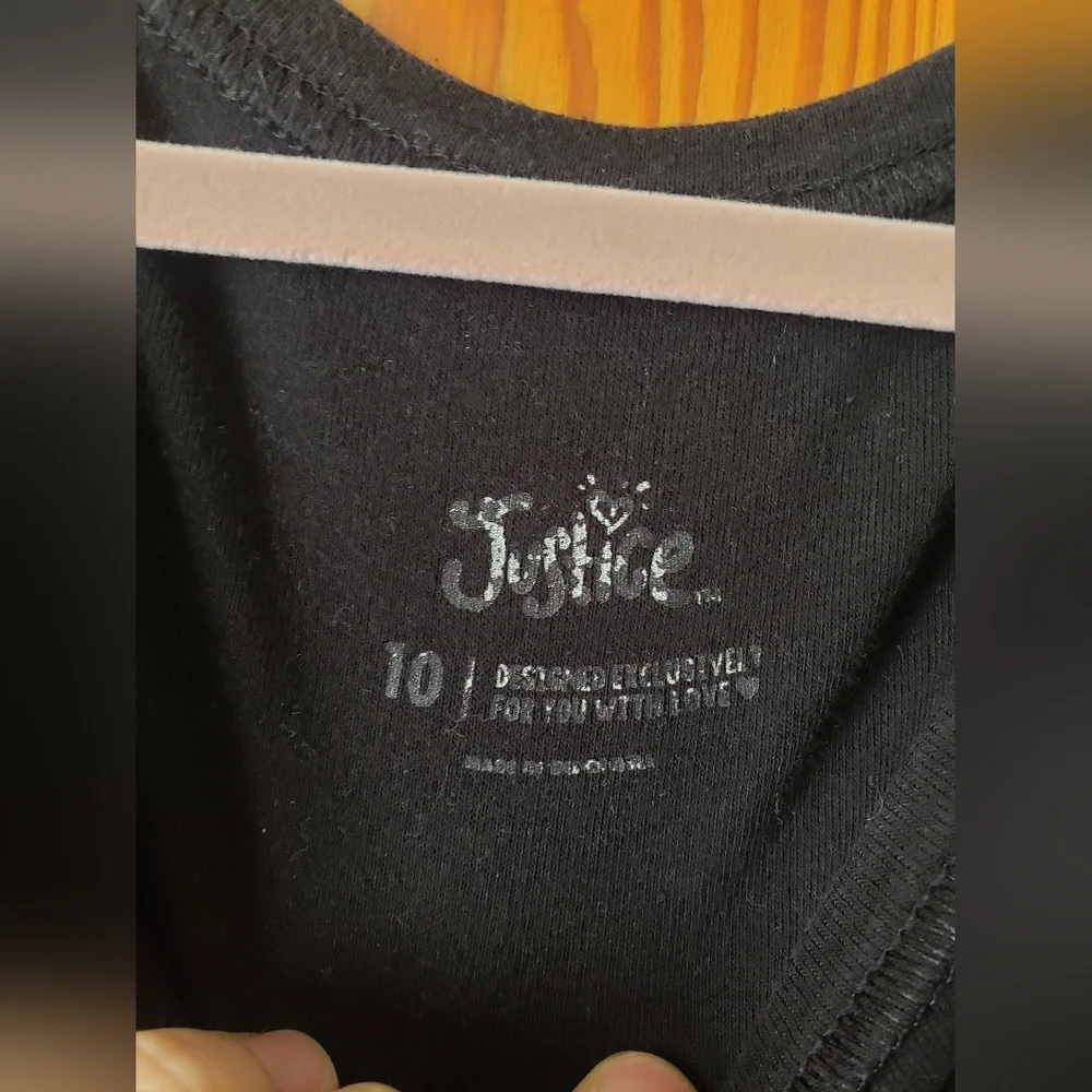 Justice Girls Basic Solid Neutral Black Tank Top 10